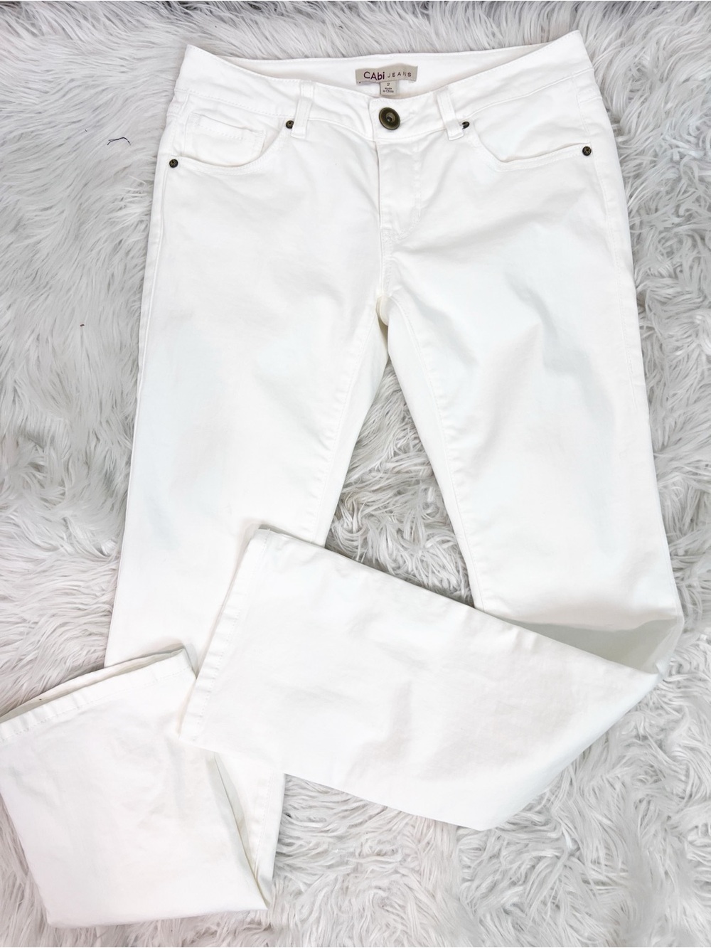 CABI OFF-WHITE BOOT CUT JEANS STYLE 753 WOMENS SZ 2